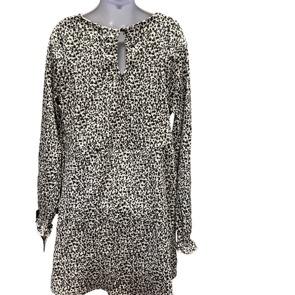 Art Class Girl's Dress Black White Long Sleeve Floral M 8